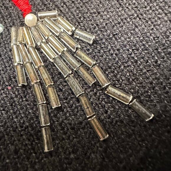 Quacker Factory Black Cotton Blend Santa Christmas Sweater with Rhinestones - Picture 5 of 8